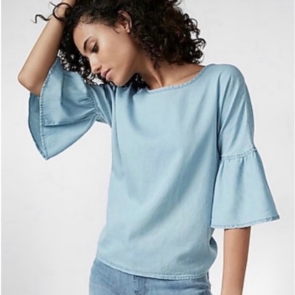 Express tie back chambray top